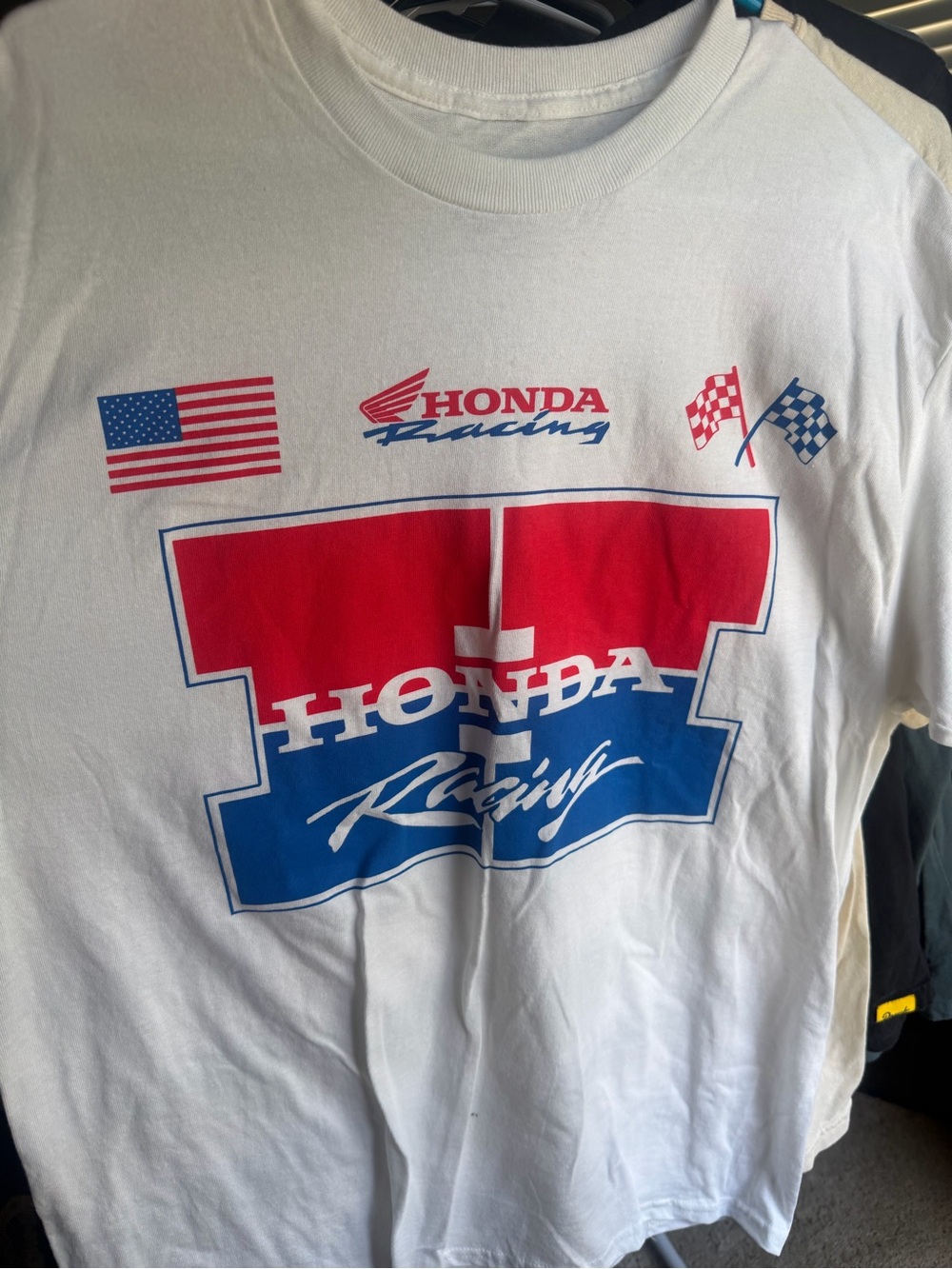 Honda Racing Short Sleeve Tee - White with Red & Blue Graphic